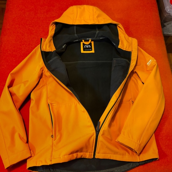 Zara bright yellow tangerine hooded technical jacket parka NWOT - Picture 9 of 15